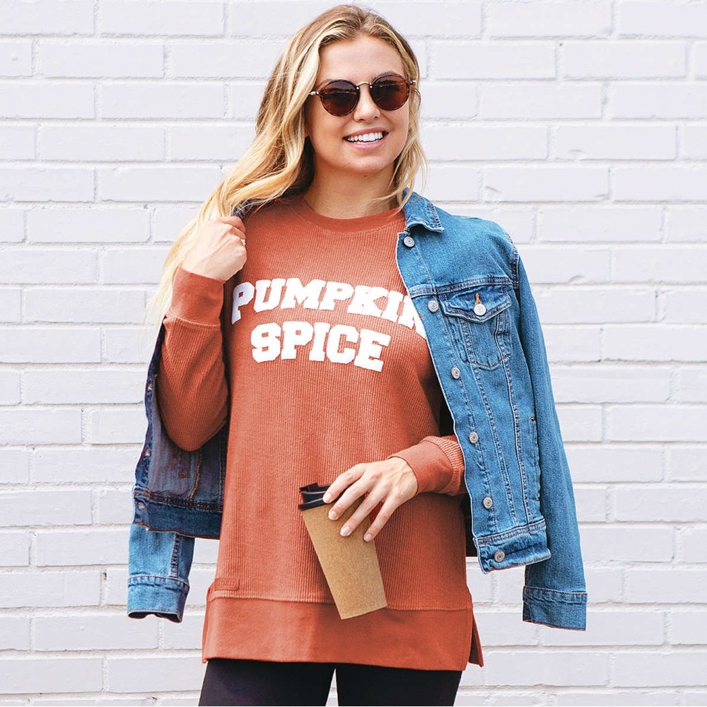 Marleylilly Pumpkin Spice Corded Sweatshirt Size Medium